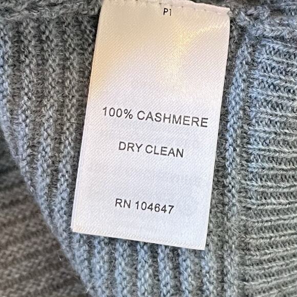 Forte Cashmere Womens Cashmere Ribbed Crewneck Sweater Size M Blue Quiet Luxury - Picture 7 of 7